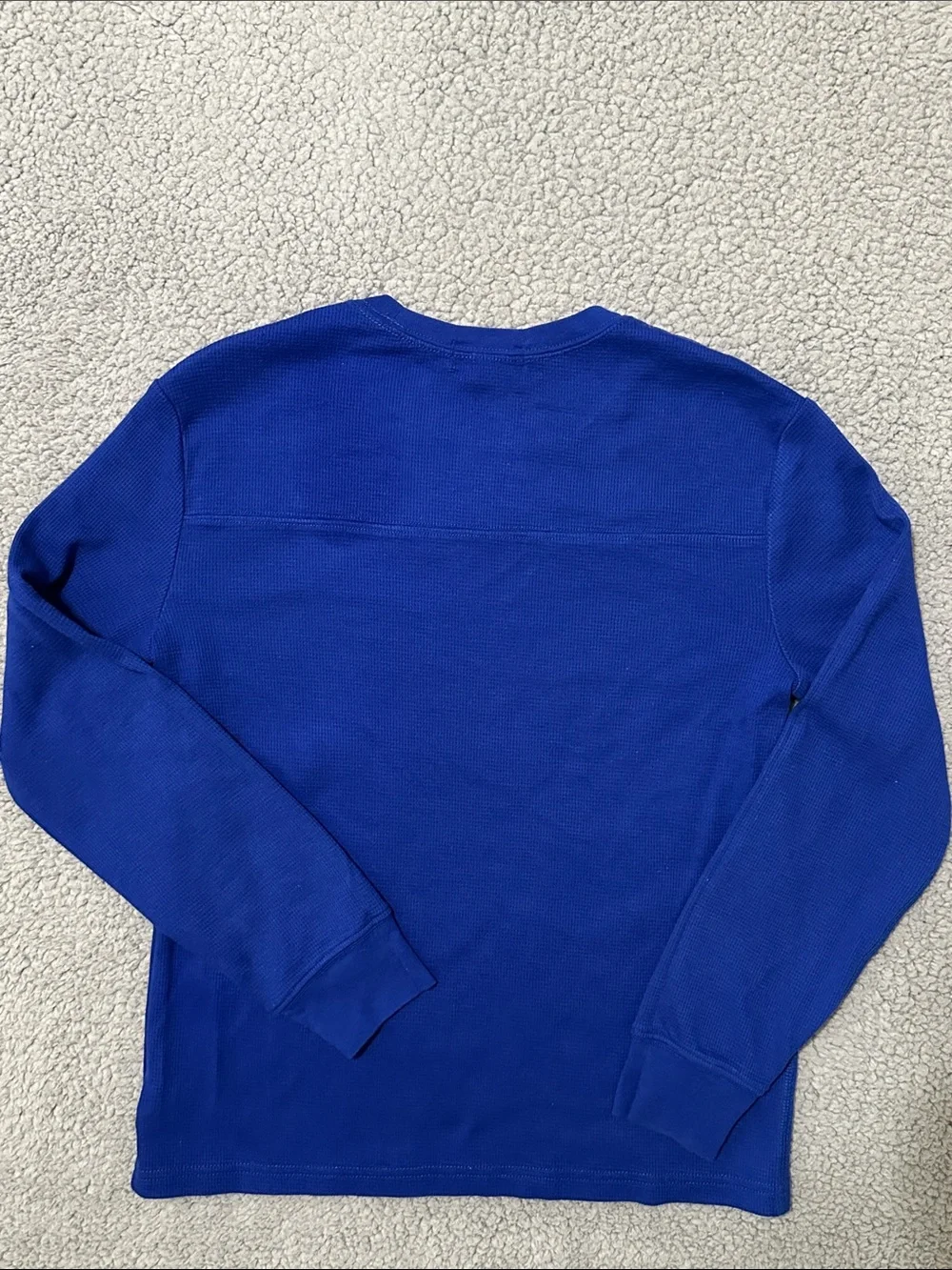 Polo Ralph Lauren Boys Blue Waffle Knit Long Sleeve Shirt Size L 14-16